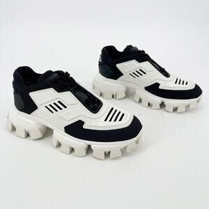 Prada Black White Cloudbust Thunder Logo Chunky Lugsole Sneaker Trainer IT 37.5